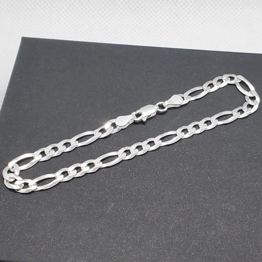 925 SILVER SUPER FLAT FIGARO BRACELET